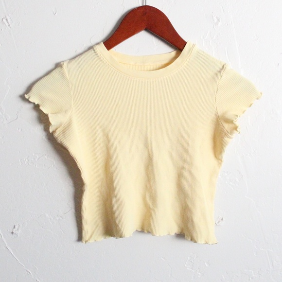 Brandy Melville Tops - Brandy Melville Yellow Thermal Tee